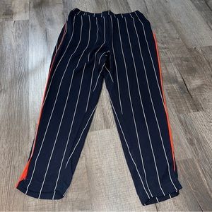 Anthropologie | Ett:twa piped and striped Orange White Blue pants Sz small comfy